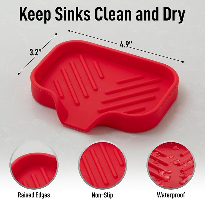 Zulay Kitchen Small Silicone Sponge Holder – Space-Saving Sink Organizer Tray - Image 4