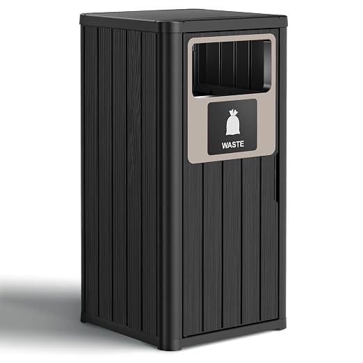 22 Gallon Outdoor Trash Can Waterproof Resin Patio Garbage Can by WTFGO