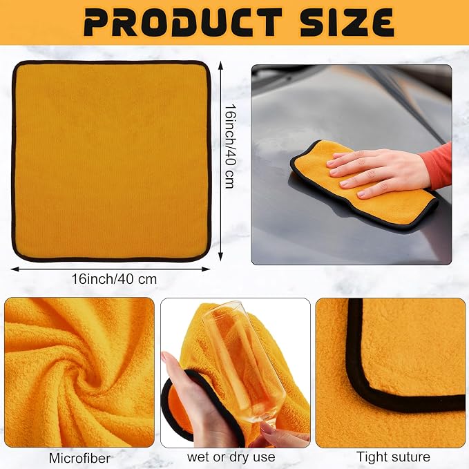 Tallew 12 Pcs Microfiber Towels 16 Inch x 16 Inch Microfiber Cloth Car Drying - Image 2