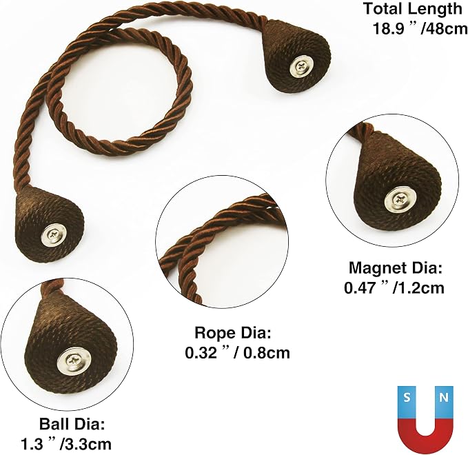6 Pack Magnetic Curtain Tiebacks Rope Modern Handmade Curtain Tie Backs - Image 3