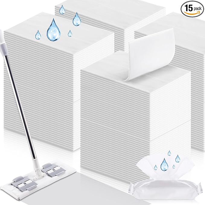 300 Counts Sweeper Wet Mopping Cloths 17.7 x 11.8'' X Large Wet Mop Pads by FillTouch