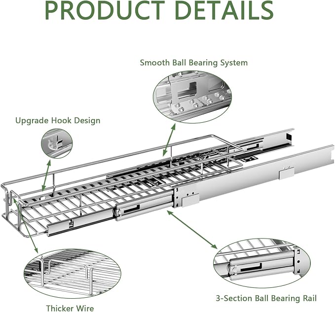 Pull Out Cabinet Organizer 5½" W x 21½" D, Heavy Duty Cabinet Pull Out Shelves - Image 8