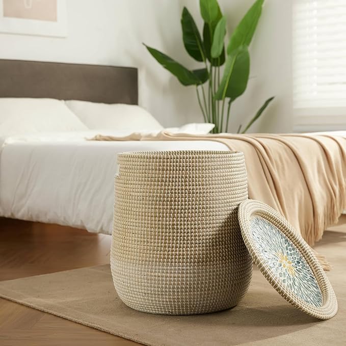 Round Seagrass Laundry Hamper - Image 4