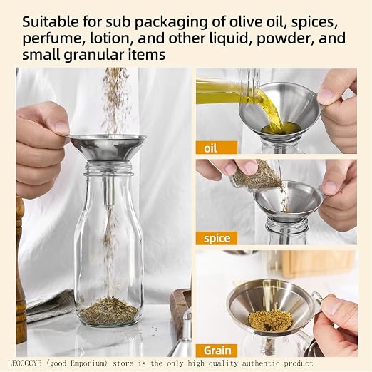 3 Pcs Stainless Steel Kitchen Funnel Made of Food-Grade Stainless Steel That - Image 2