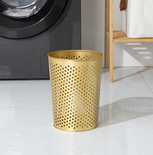 Small Gold Metal Trash Can Wastebasket, Decorative Hollow-Out Garbage Can Waste - Image 5