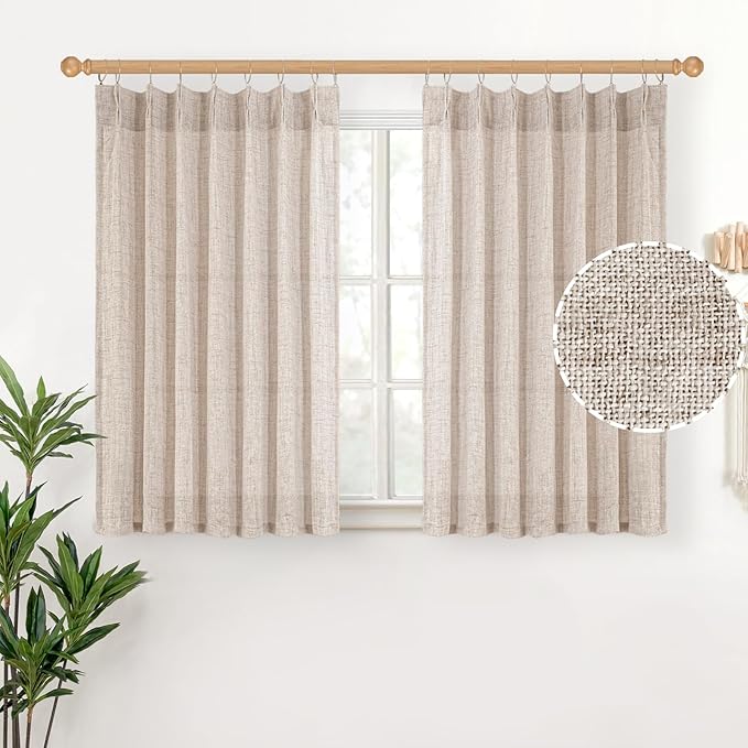 YoungsTex Natural Linen Curtains 40 Inch Length by YoungsTex