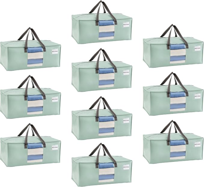 VENO 10 Pack Moving Bags for College, Heavy-Duty Storage Totes, Moving Boxes by Veno
