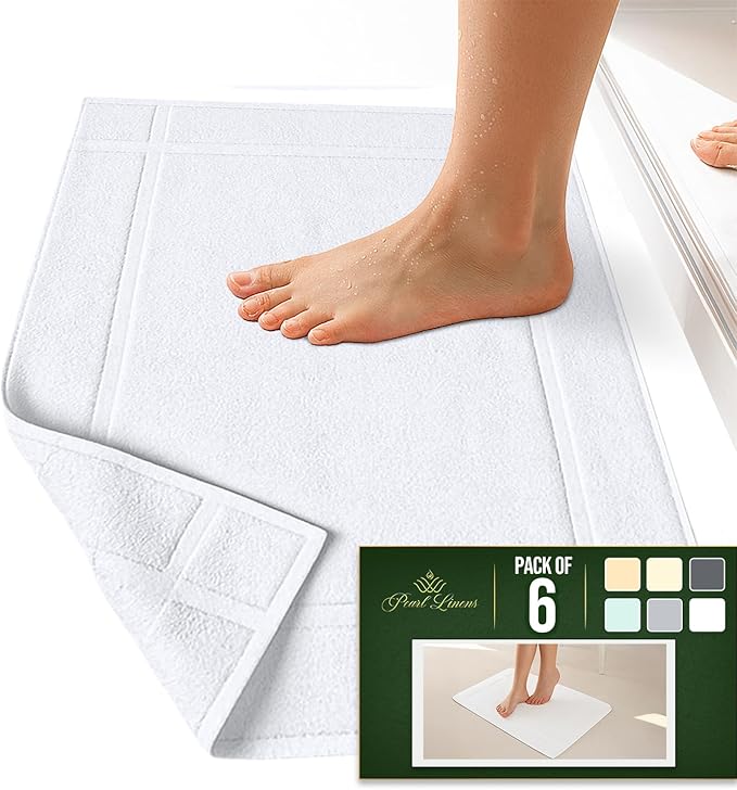 Pearl Linens Pack of 6 100% Cotton Bath Mat 18x25 inches, Soft & Absorbent - Image 7