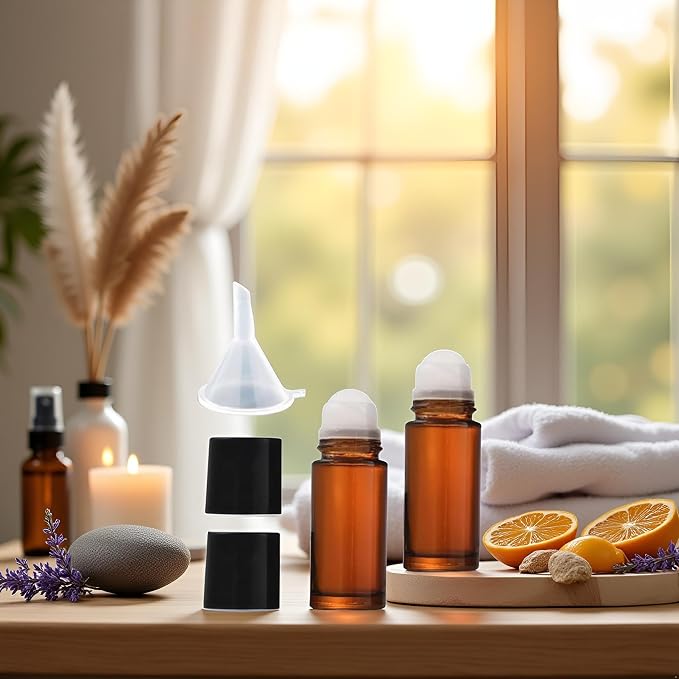 2Pcs Brown 30ml Glass Essential Oil Roller Bottles Refillable Roll on Bottles - Image 8