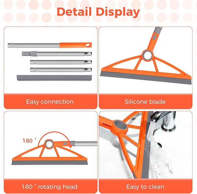2-in-1 Air Broom, 180° Rotating 54 Inch Adjustable Silicone Rubber Broom - Image 4