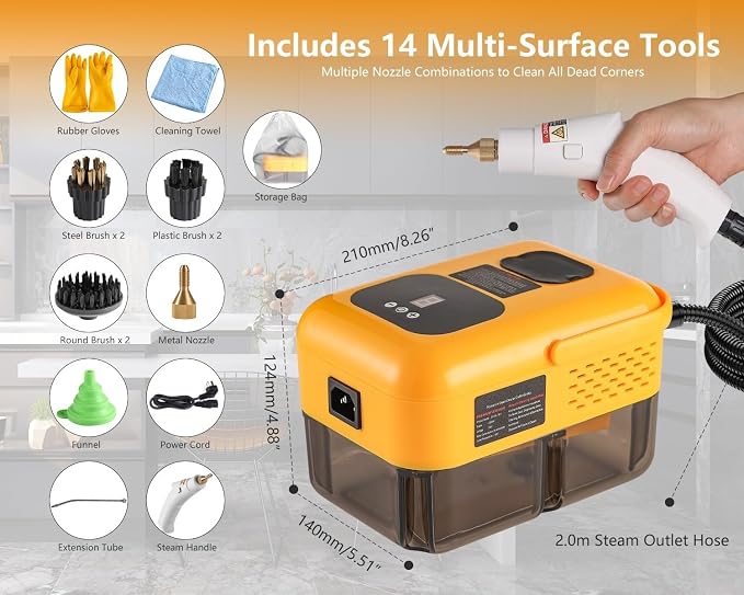 Steam Cleaner for Home, Handheld 2500W High Pressure Steamer for Cleaning - Image 6