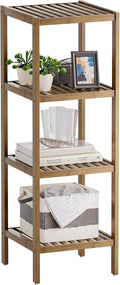SMIBUY Bathroom Storage Shelf, 4-Tier Bamboo Rack Organizer by SMIBUY