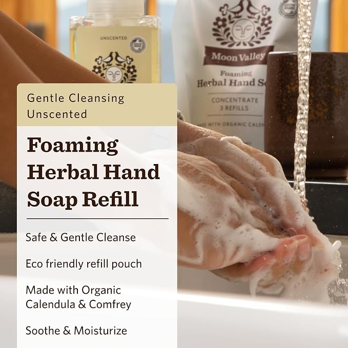 Moon Valley Foaming Hand Soap Refill Pouch, Two-Pack Unscented Soap, Vegan and - Image 2