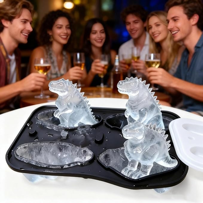 7.48inch Newly Upgraded 4-grid 3D Dinosaur Ice Tray and Covered Silicone Ice - Image 8