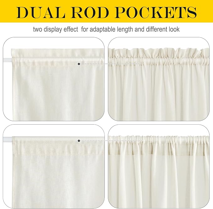 NICETOWN Side Light Door Curtains 40 inch Length Privacy Linen Texture Semi - Image 4
