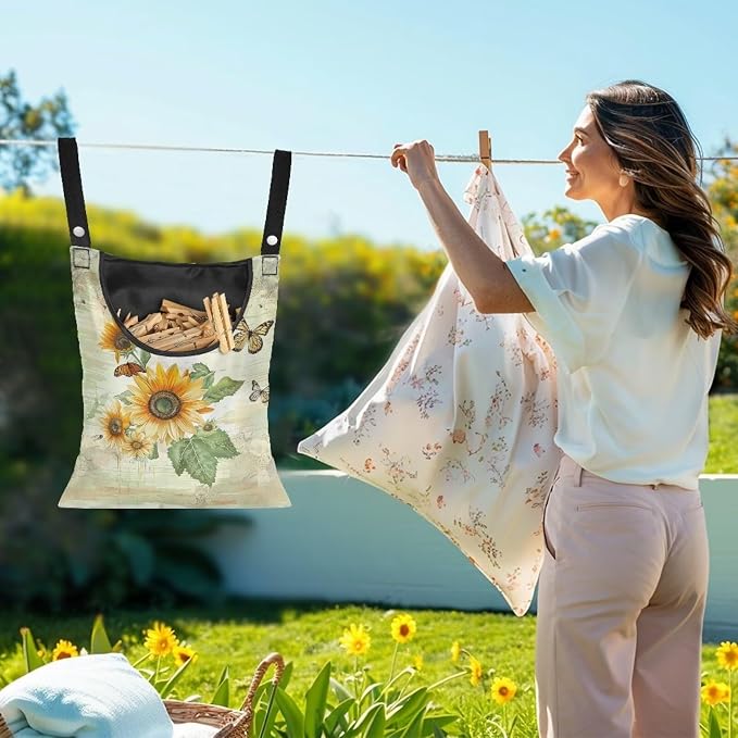 Sunflowers Butterfly Clothespin Bag Clothespin Bag - Image 2