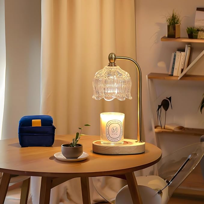 Candle Warmer Lamp with Timer Dimmable, Antique Brass Candle Lamp, Wax Melt - Image 6