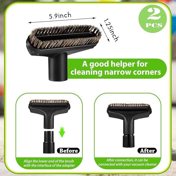 Honoson 2 Pcs 1-1/4 Vacuum Brush Attachment Square Horse Hair Vacuum Dusting - Image 3