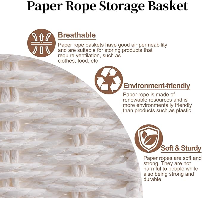 OIAHOMY Wicker Basket, Paper Shelf Basket - Image 3