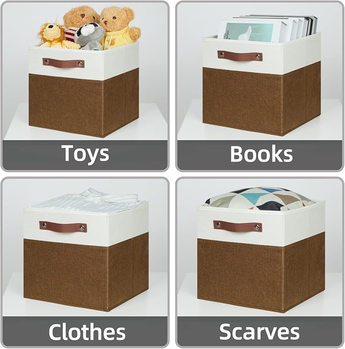HNZIGE Fabric Cubes Storage Bins Set of 4, 11 x 11 Clothes Storage Cube Baskets - Image 4