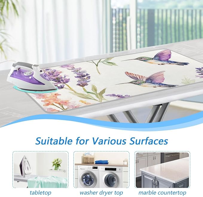Lavender Flower Hummingbird White Ironing Mat - Image 5