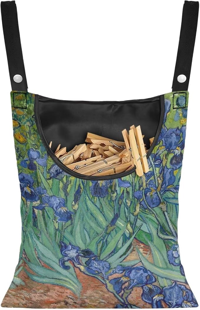 Famous Oil Painting Iris Print Home Clothespin Organizer Bag 14.5"x12" by ZCFYGDX