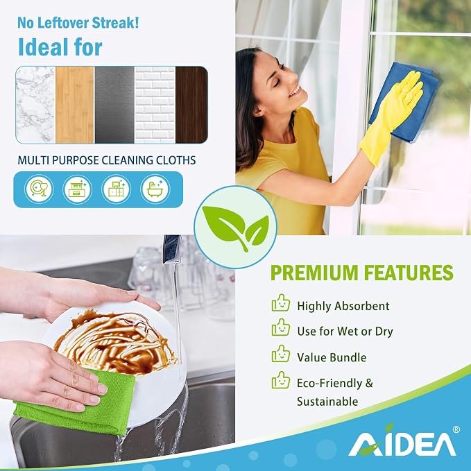 AIDEA Microfiber Cleaning Cloth, All Purpose Microfiber Towels, Absorbent - Image 5