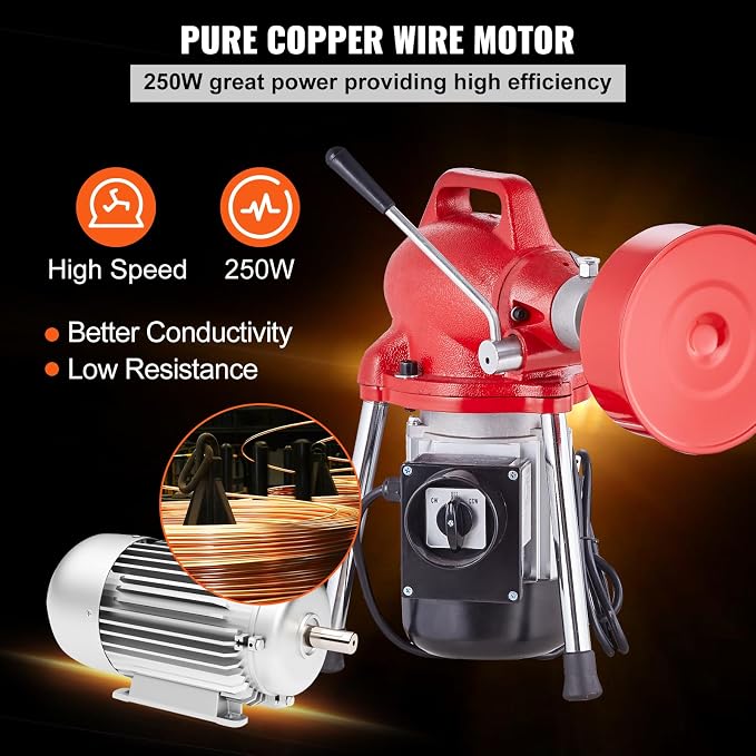 VEVOR Drain Cleaner Machine 66FT x 5/8 Inch, 250W Electric Sewer Snake Auger - Image 5