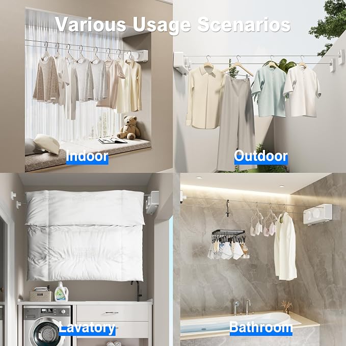 Retractable Twin Clothesline Indoor, Non-Sagging Outdoor Clothes Line - Image 7