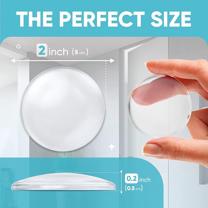 Strongest Home Wall & Door Handle Stopper 2" Set. 6 Pieces of Clear Rubber Door - Image 3