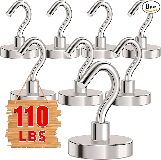 MIKEDE Magnetic Hooks Heavy Duty, 110LB+ Strong Magnet by MIKEDE