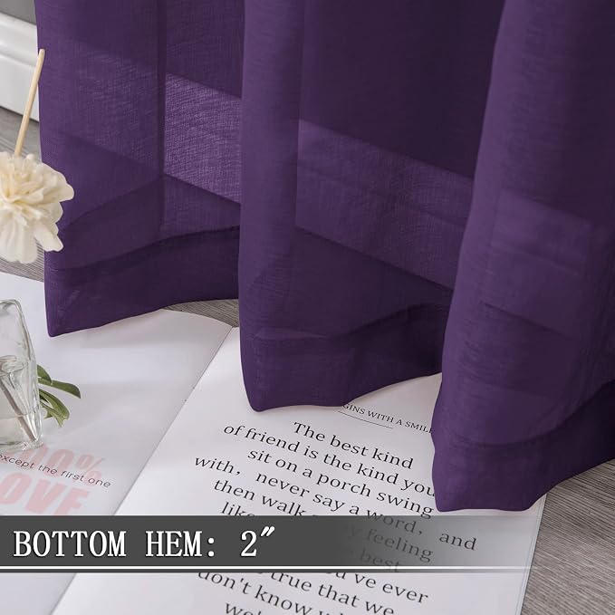 Tollpiz Short Sheer Curtains Linen Textured Living Room Curtain Sheers Light - Image 4