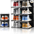 10 Pack Shoe Boxes Stackable, Upgraded Sturdy Storage Boxes by Amllas