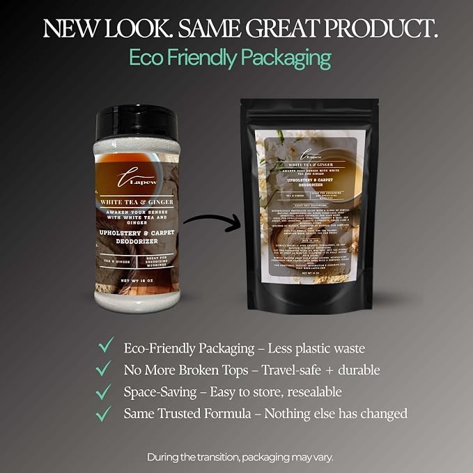 White Tea & Ginger Carpet Freshener Powder: Powerful Odor Eliminator - Image 2