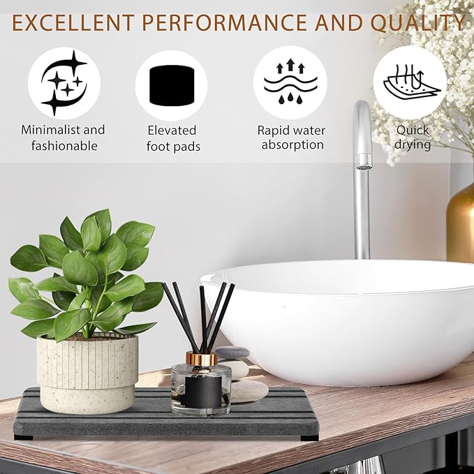 3PCS Water Absorbing Stone Tray, DryingNeat Diatomite Stone Sink Tray, Instant - Image 4