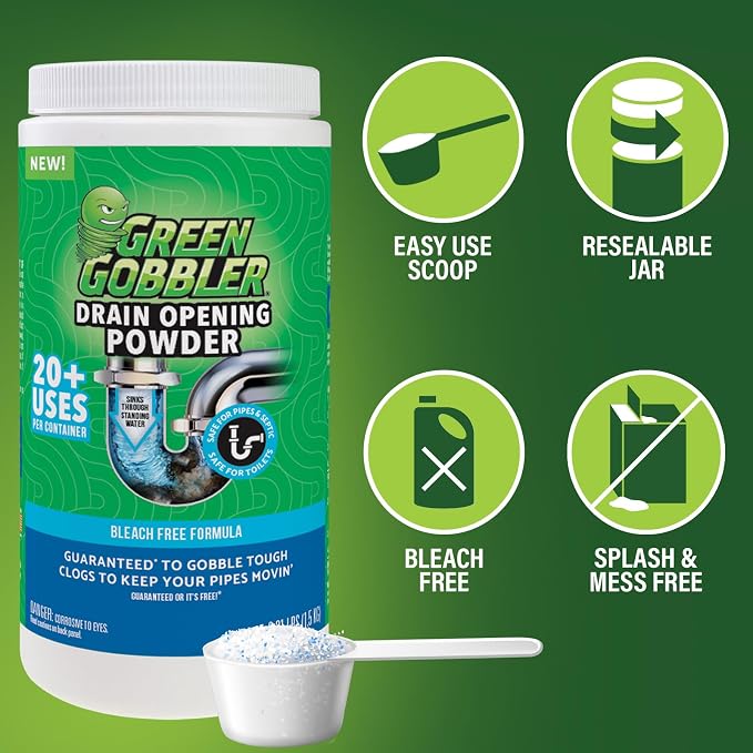 Green Gobbler Drain Clog Remover & Drain Cleaner Powder, 20+ Treatments - Image 4