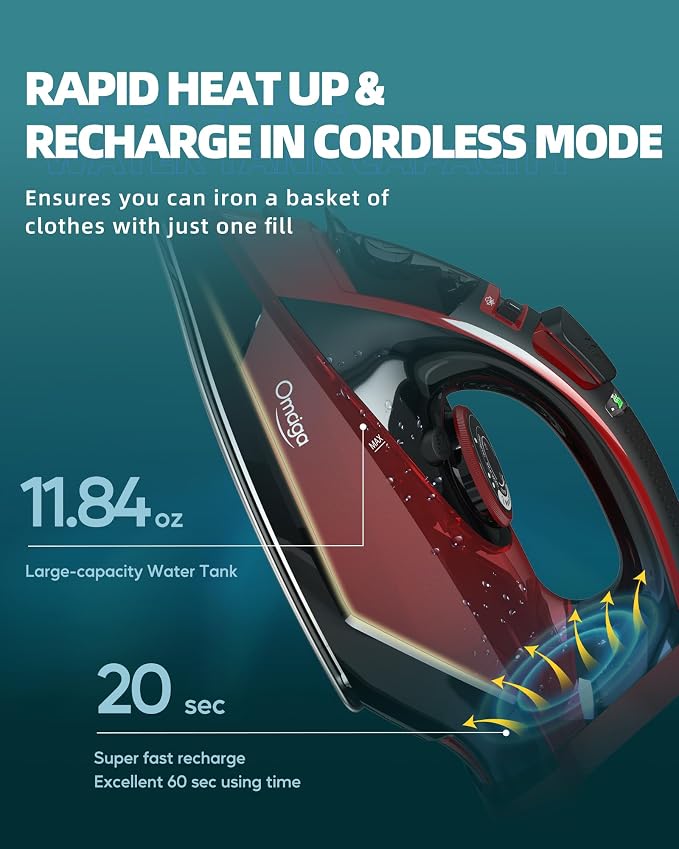 Cordless Iron for Clothes - 1500W Steam Iron - Image 6