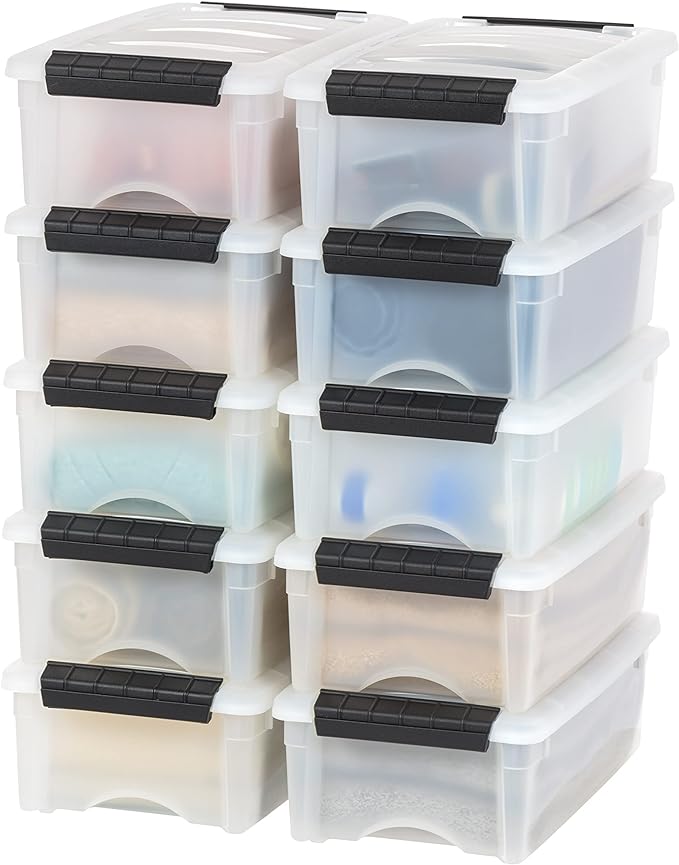IRIS USA 6 Qt Stackable Plastic Storage Bins by IRISUSA