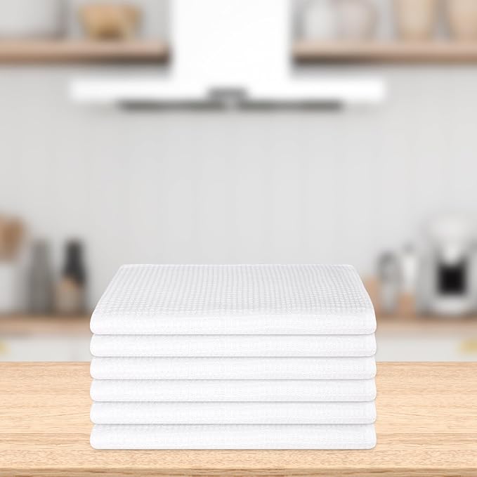 Kitchen Towels Set of 6 Soft Premium Cotton Highly Absorbent Dish Towels 18x28 - Image 6