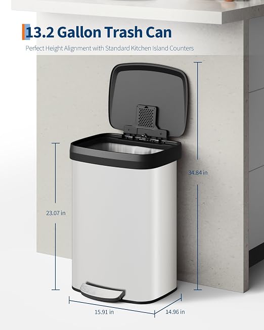 Garvee 13 Gallon / 50 Liter Metal Trash Can - Image 6