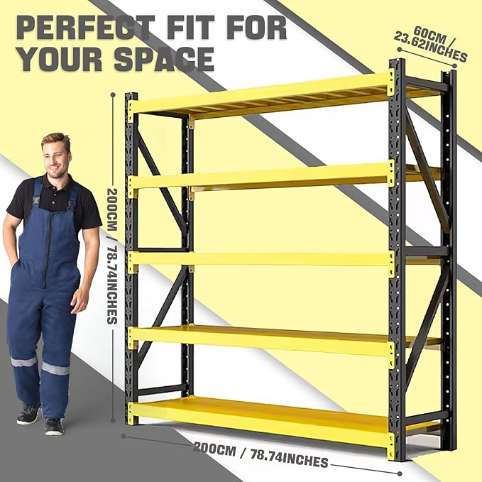 5000lbs Load Capacity, Heavy Duty 4-Tier Steel Shelving Unit, Adjustable - Image 2