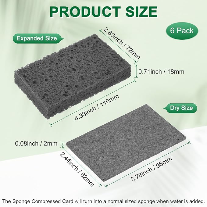 6-Pack Kitchen Sponges, Condense Eco Cellulose Non-Scratch Scrub Heavy Sponge - Image 3