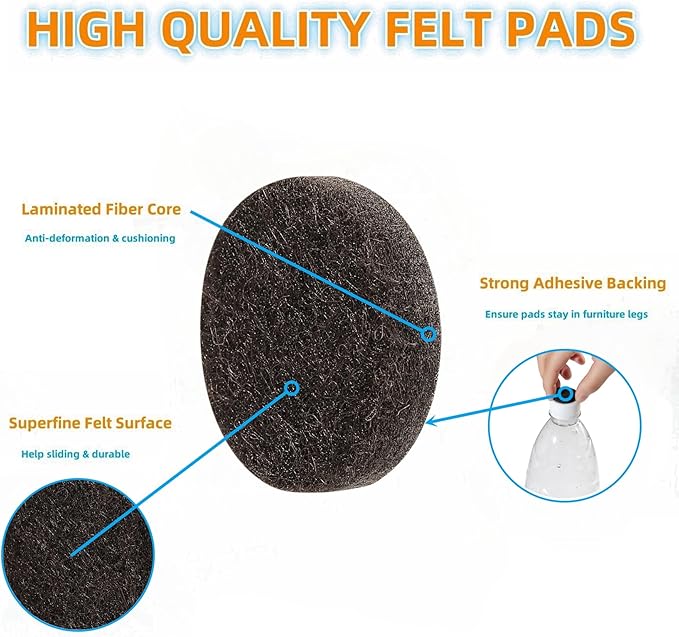 Felt Furniture Pads for Hardwood Floors 129 Piece, Furnigear Anti Scratches - Image 3