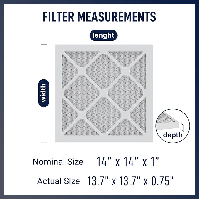 14x14x1 MERV 8 Air Filters 6-Pack, Actual Size 13.7" x 13.7" x 0.75" – - Image 2