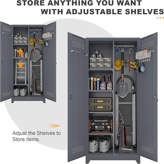 Metal Tool Storage Cabinet, Broom Closet - Image 6
