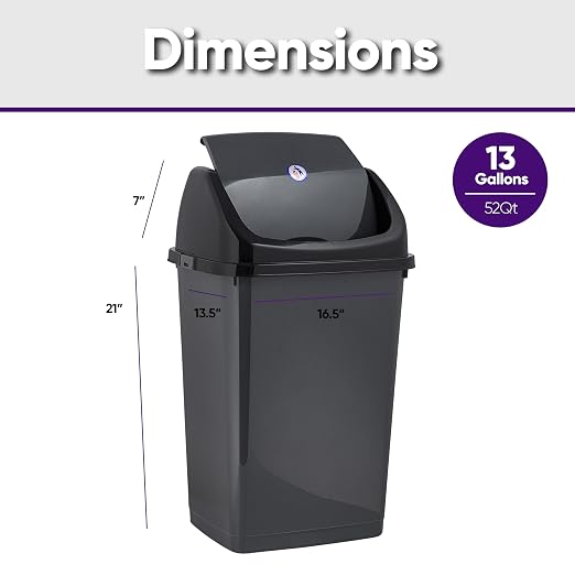 Superio 13 Gallon Plastic Swing Lid Trash Can, and Outdoor Use - Image 2