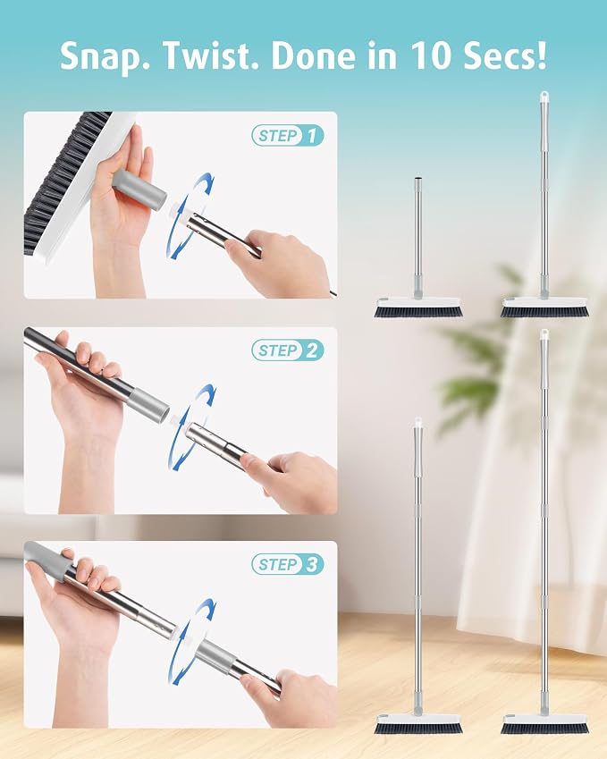 AIR U+ Grout Brush with Long Handle 180° Swivel Scrub Brush with Tweezers to - Image 7