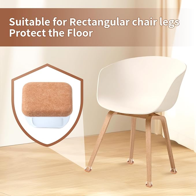 Ezprotekt 16 Pcs Rectangle Clear Felt Chair Leg Floor Protectors - Image 5
