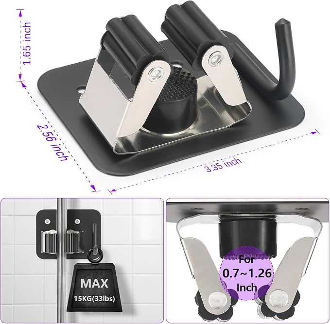 Broom Holder Wall Mount Screw Drilling, Sturdy Heavy Duty Stainless Steel Mop - Image 2