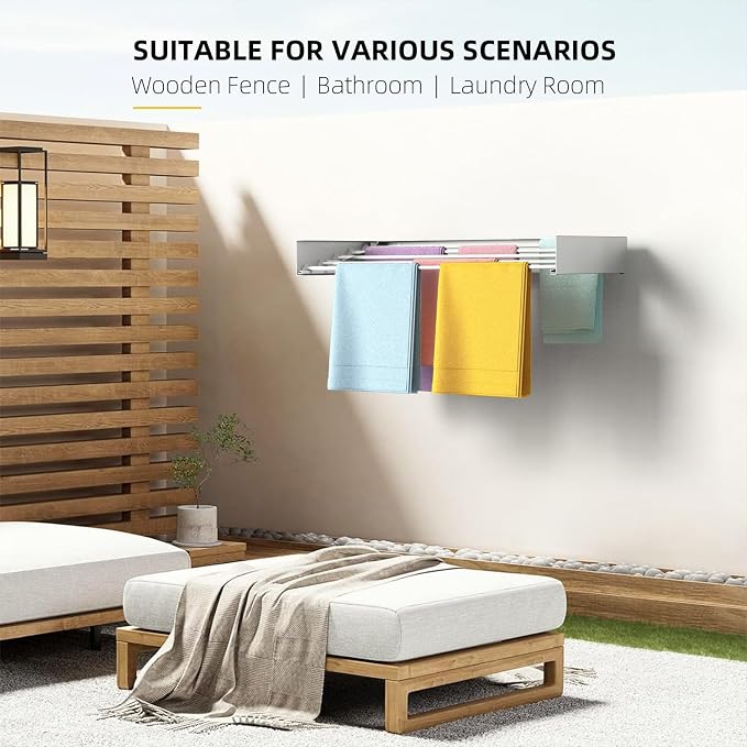 Laundry Drying Rack, Collapsible Wall Mounted Clothes Drying Rack - Image 4